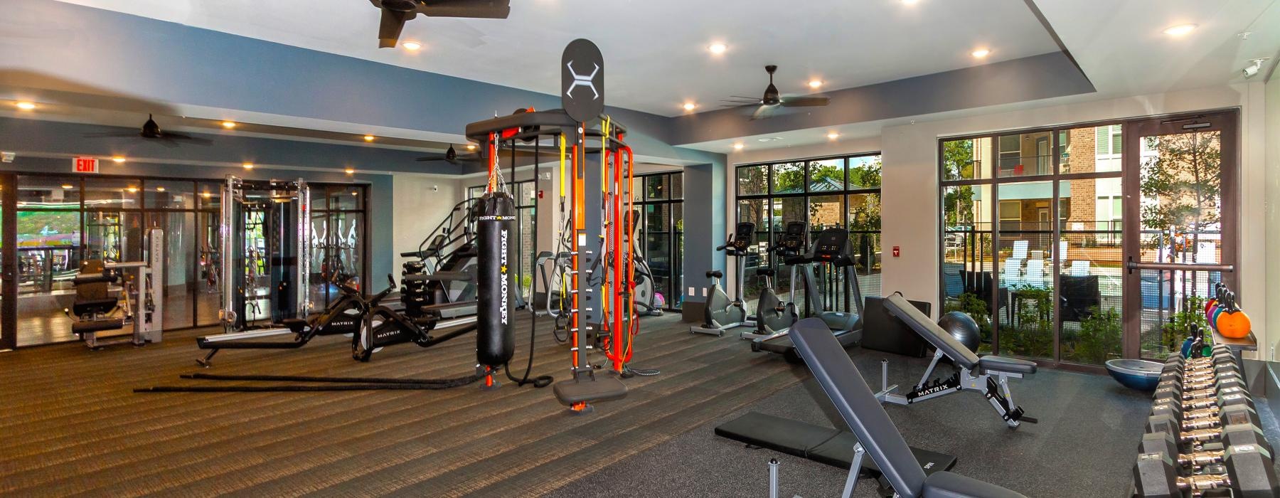 a gym with exercise equipment